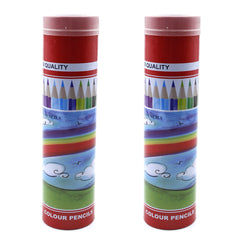 VINO010  24 Colored Wooden Pencils in Metal Tin Tube