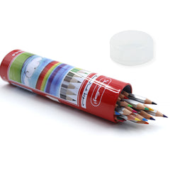 VINO010  24 Colored Wooden Pencils in Metal Tin Tube