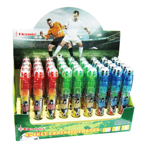 LEOE20 Rocket Erasable Crayon With Football Eraser Topper