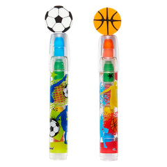 LEOT04 Erasable Rocket Crayon With Football & Basketball Eraser Topper