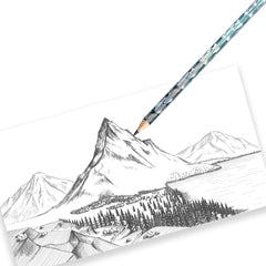 VENO216  Wooden Pencil with Eraser, Silver Holographic Barrel